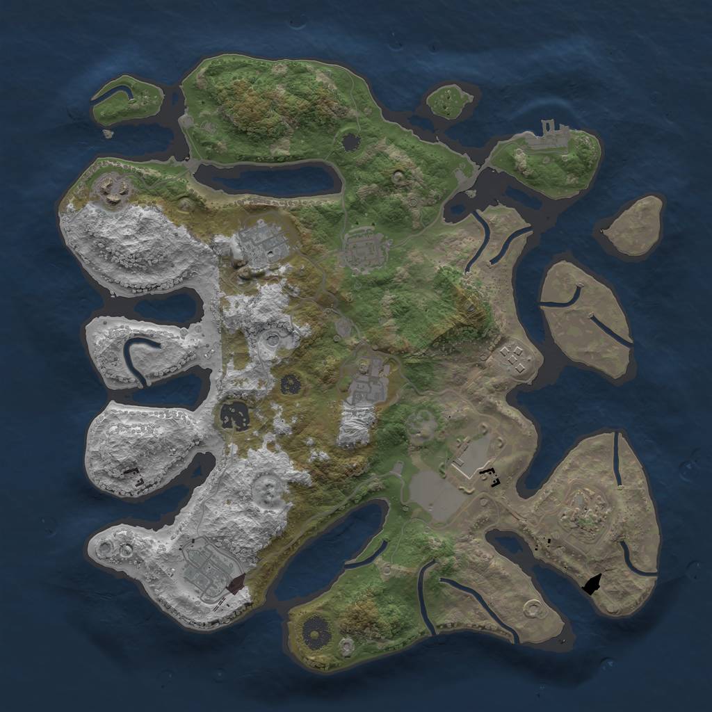 Rust Map: Procedural Map, Size: 3500, Seed: 484714099, 13 Monuments