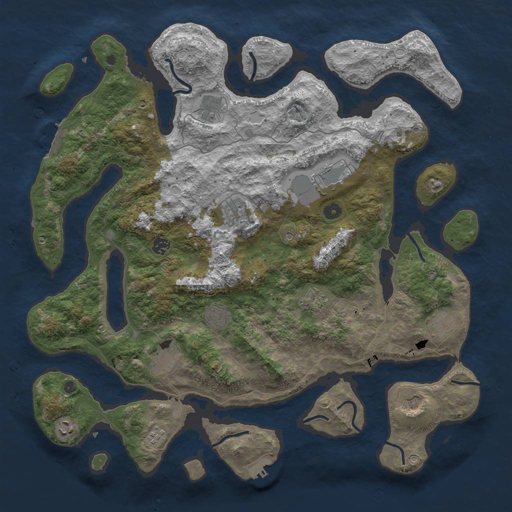 Rust Map: Procedural Map, Size: 4500, Seed: 363798615, 22 Monuments