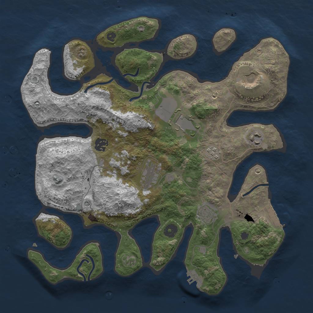 Rust Map: Procedural Map, Size: 3500, Seed: 2077650951, 12 Monuments