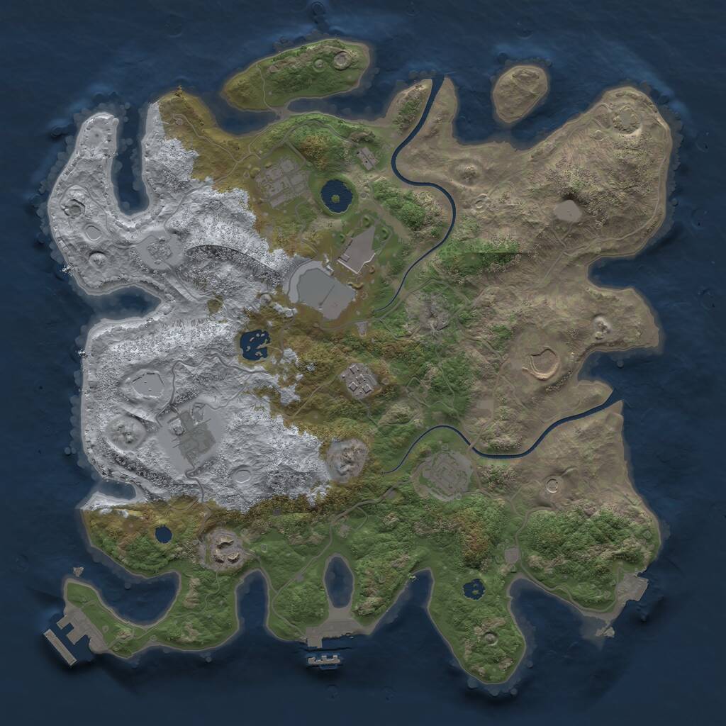 Rust Map: Procedural Map, Size: 3500, Seed: 2077650951, 14 Monuments
