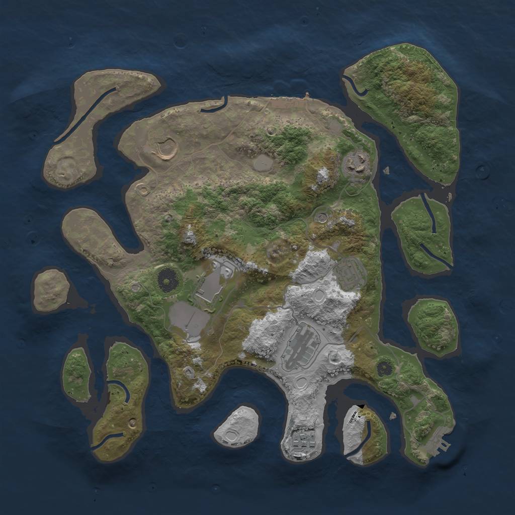 Rust Map: Procedural Map, Size: 3500, Seed: 251961, 14 Monuments