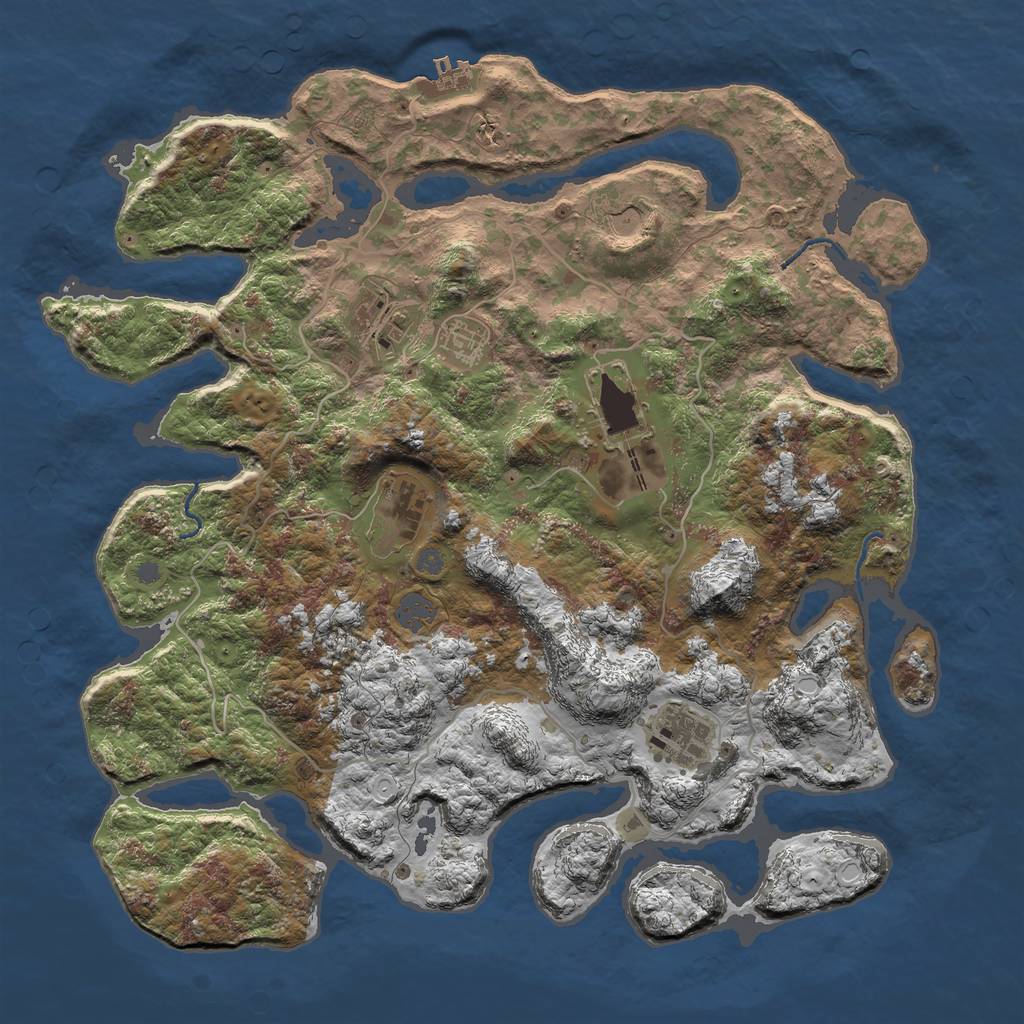 Rust Map: Procedural Map, Size: 4000, Seed: 622537, 12 Monuments