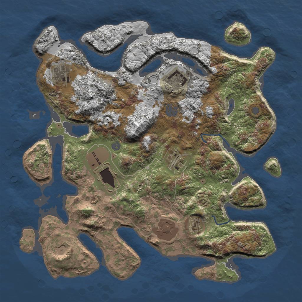 Rust Map: Procedural Map, Size: 3500, Seed: 1451233833, 12 Monuments