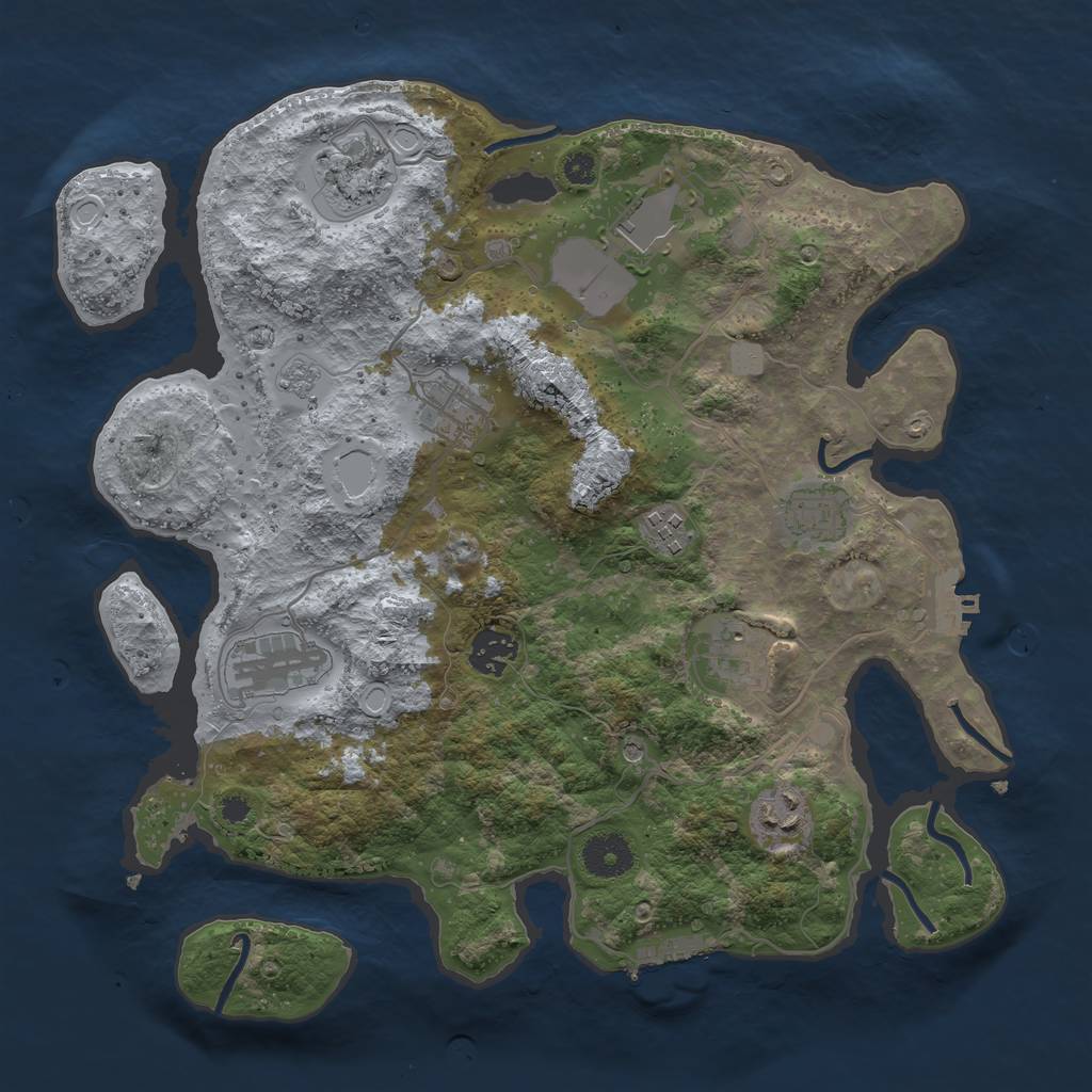 Rust Map: Procedural Map, Size: 3500, Seed: 3737, 16 Monuments