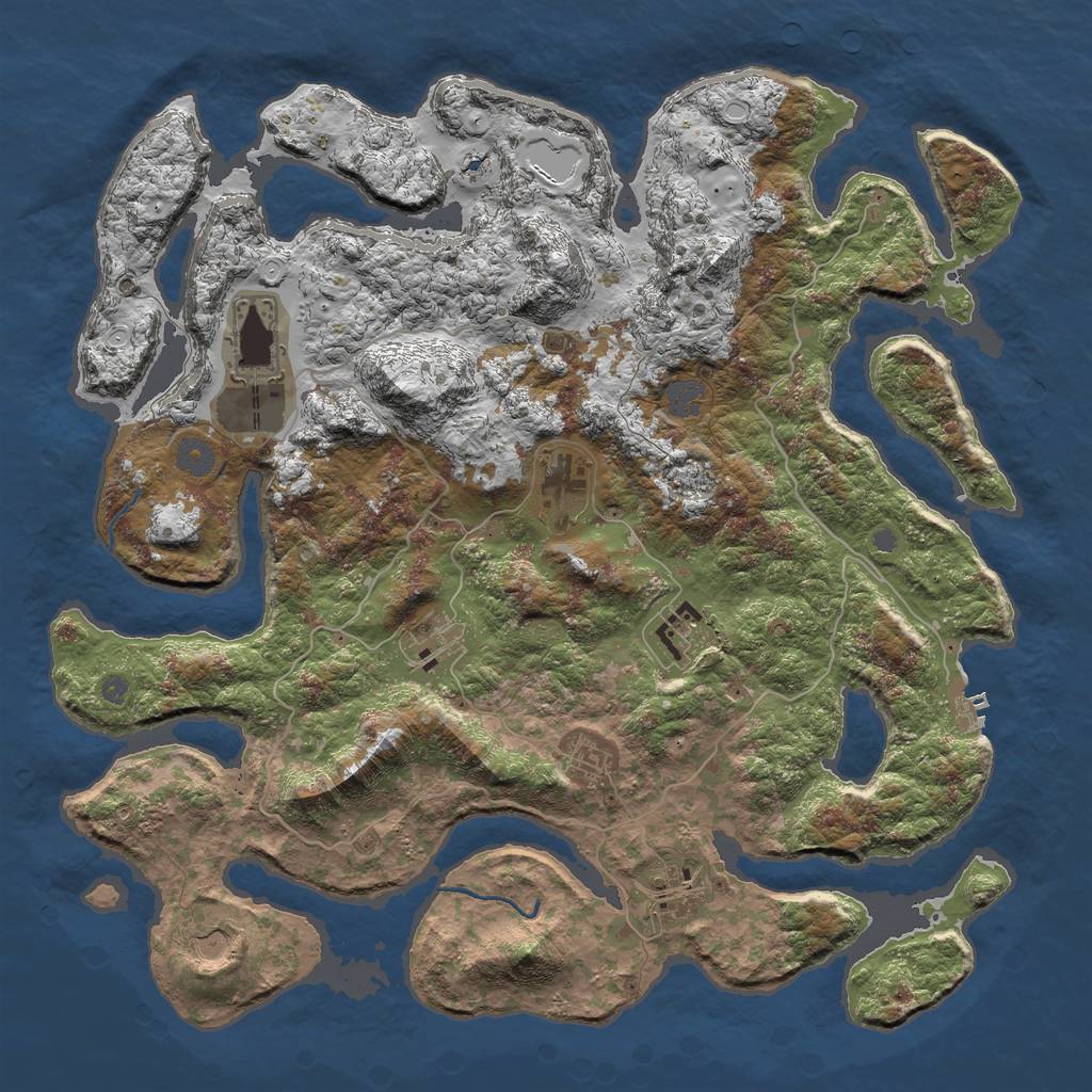 Rust Map: Procedural Map, Size: 4250, Seed: 2064096337, 13 Monuments