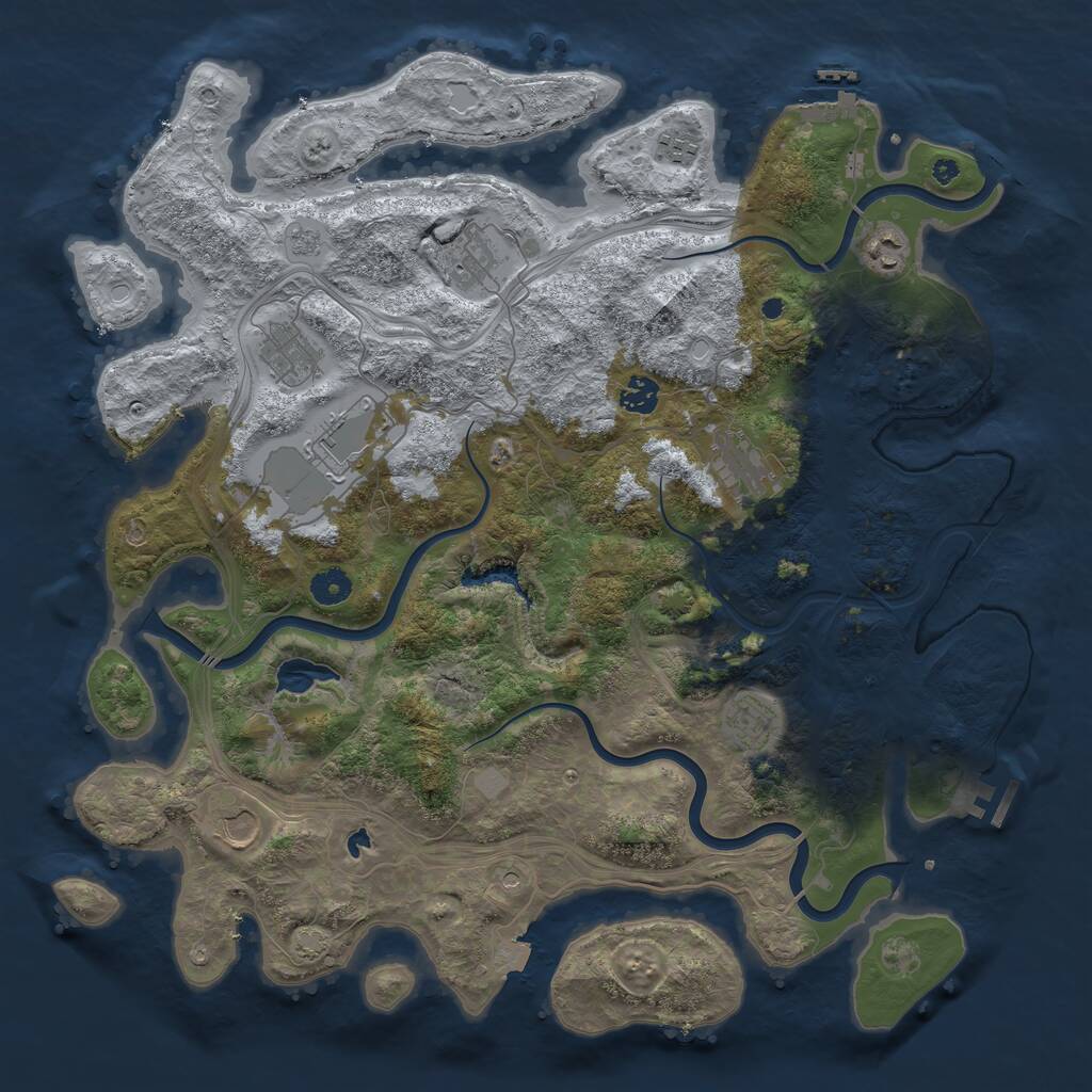Rust Map: Procedural Map, Size: 4250, Seed: 2064096337, 15 Monuments