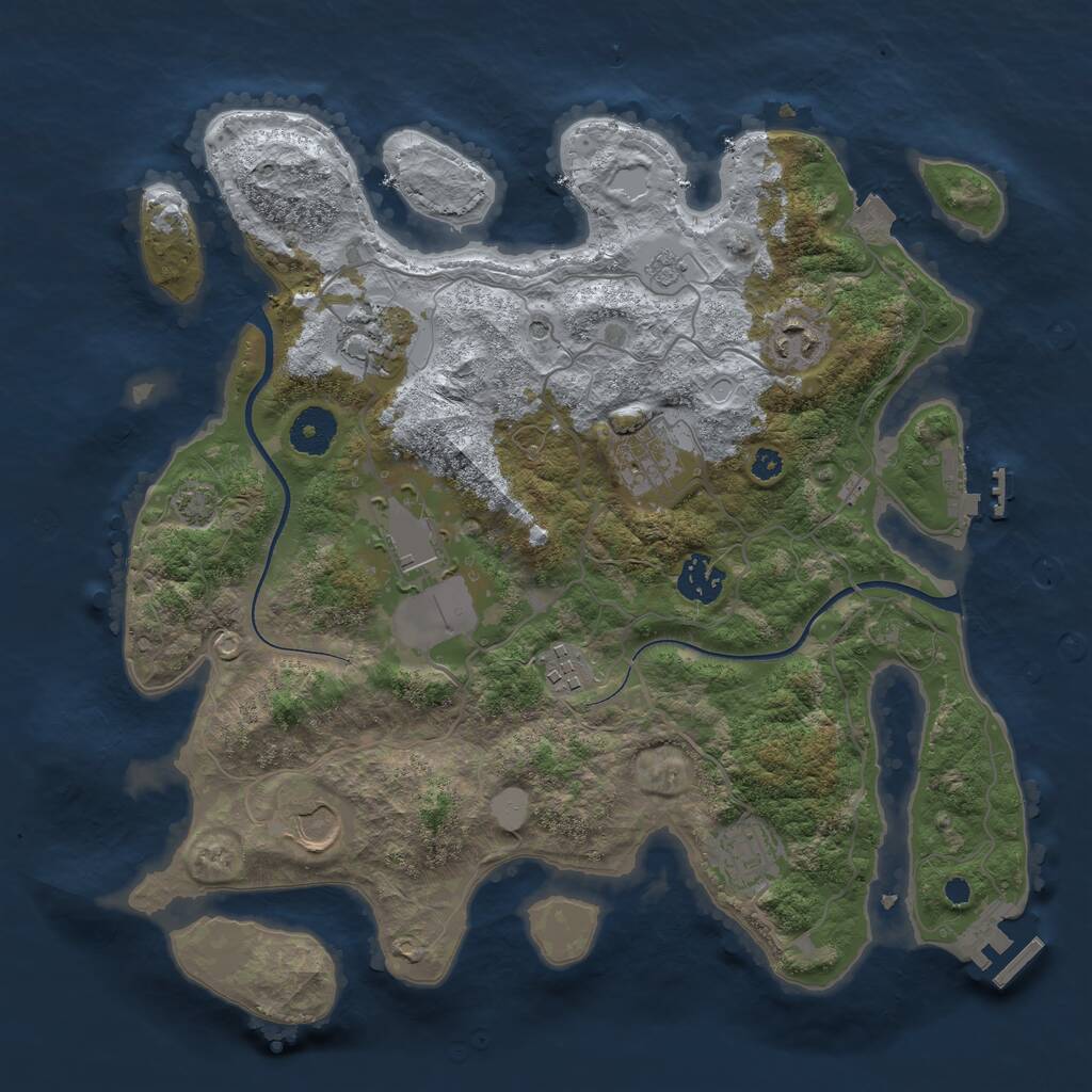 Rust Map: Procedural Map, Size: 3500, Seed: 4116552, 14 Monuments