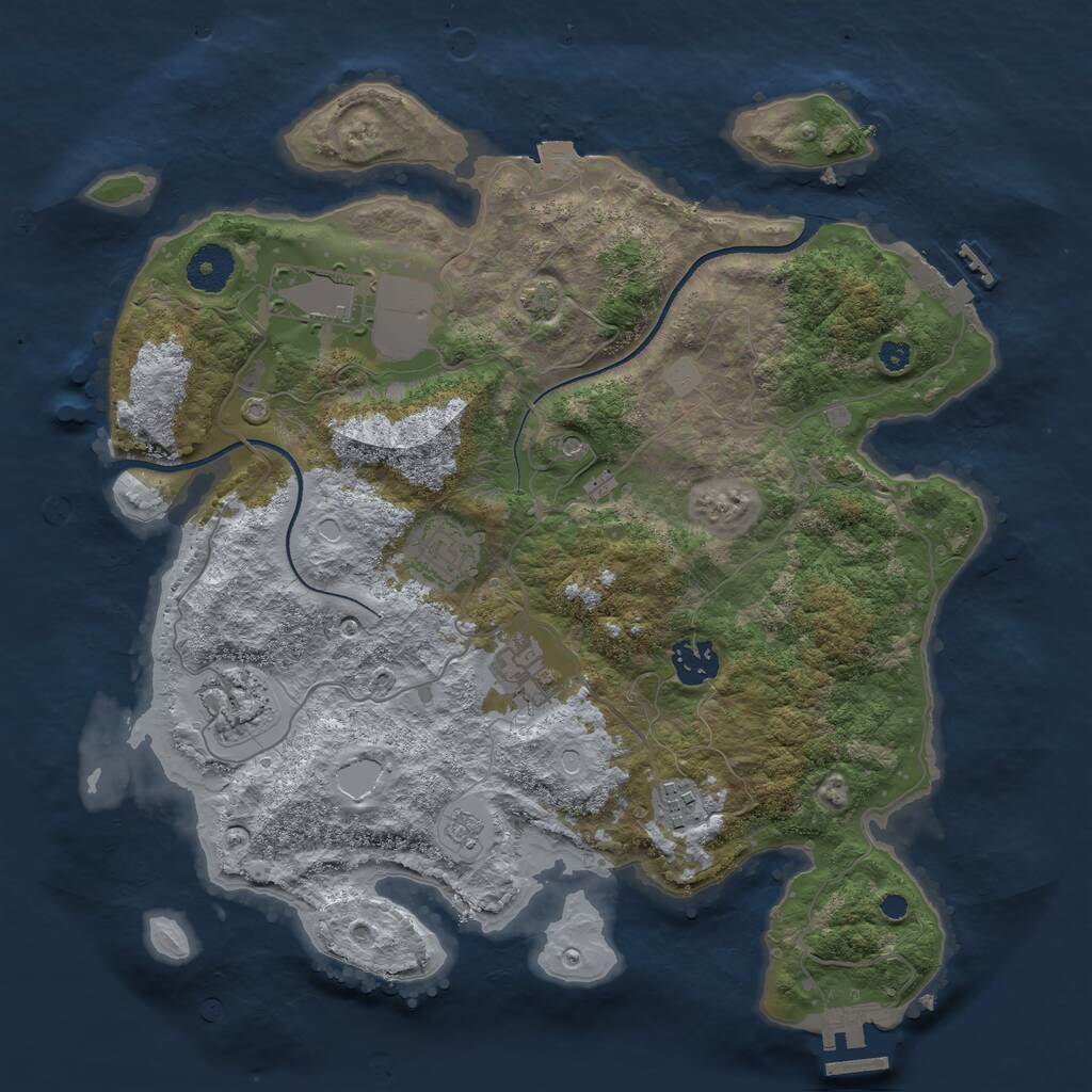 Rust Map: Procedural Map, Size: 3500, Seed: 766969, 12 Monuments