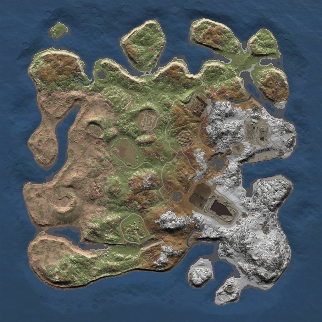 Rust Map: Procedural Map, Size: 3500, Seed: 797593799, 13 Monuments