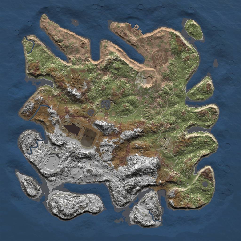 Rust Map: Procedural Map, Size: 3550, Seed: 31107, 11 Monuments