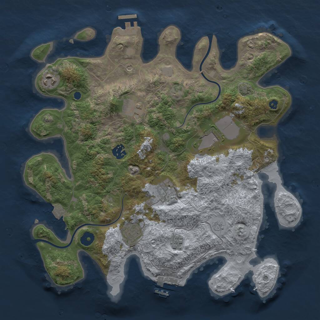 Rust Map: Procedural Map, Size: 3500, Seed: 1041268816, 13 Monuments