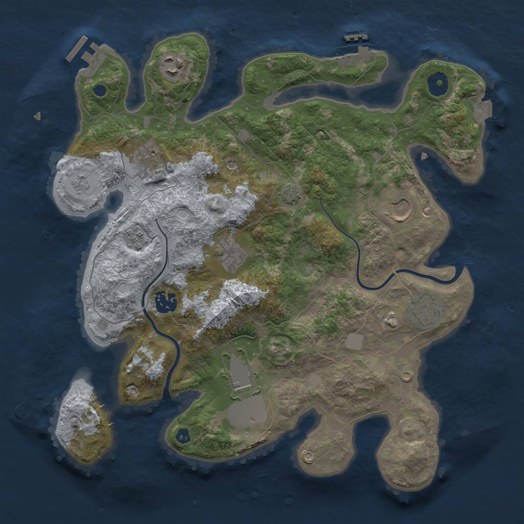 Rust Map: Procedural Map, Size: 3500, Seed: 219350, 14 Monuments