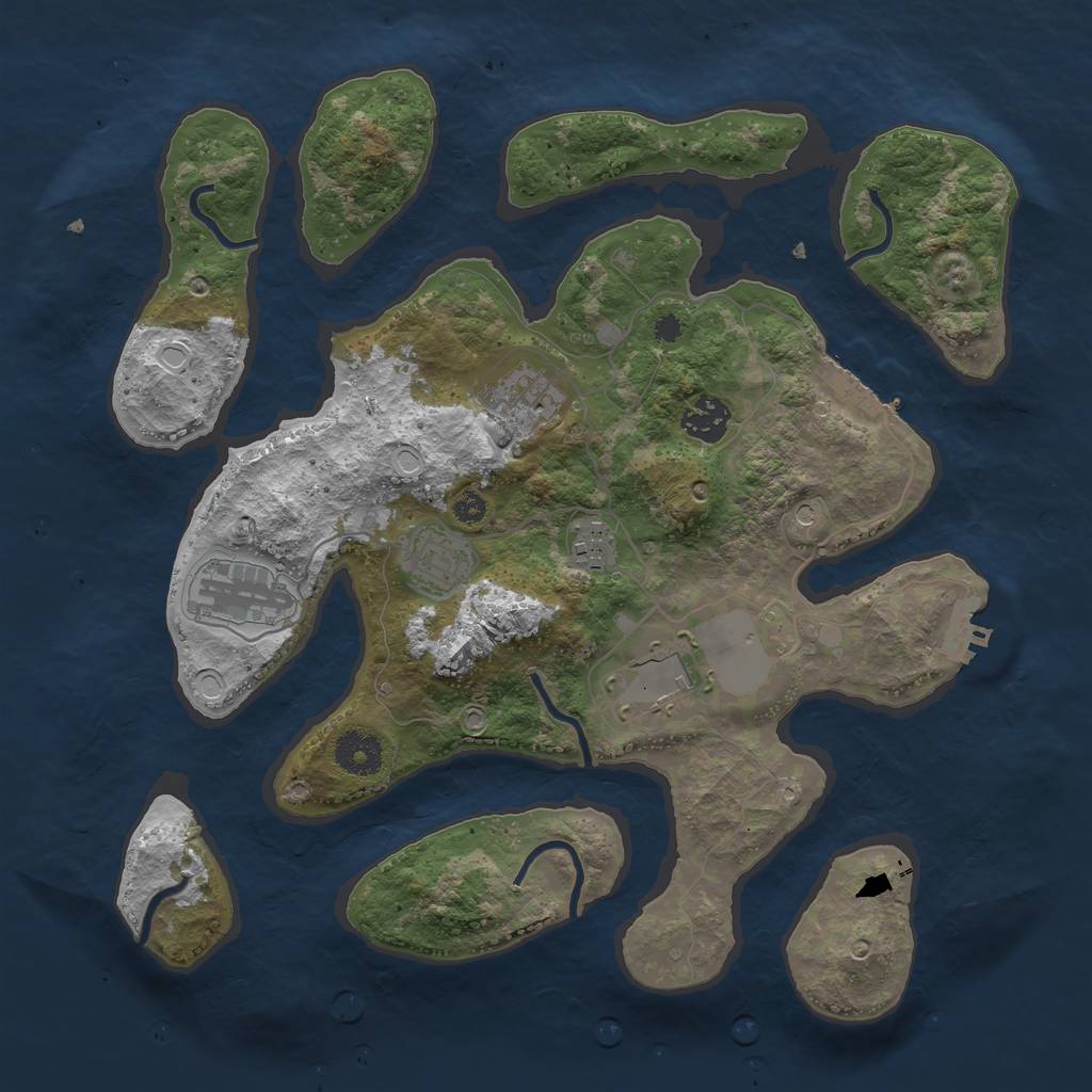 Rust Map: Procedural Map, Size: 3500, Seed: 219350, 14 Monuments