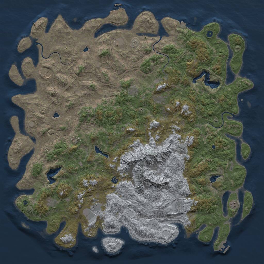 Rust Map: Procedural Map, Size: 6000, Seed: 129327602, 17 Monuments