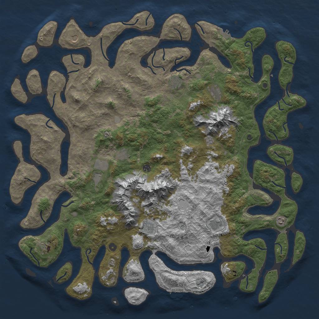 Rust Map: Procedural Map, Size: 6000, Seed: 129327602, 19 Monuments