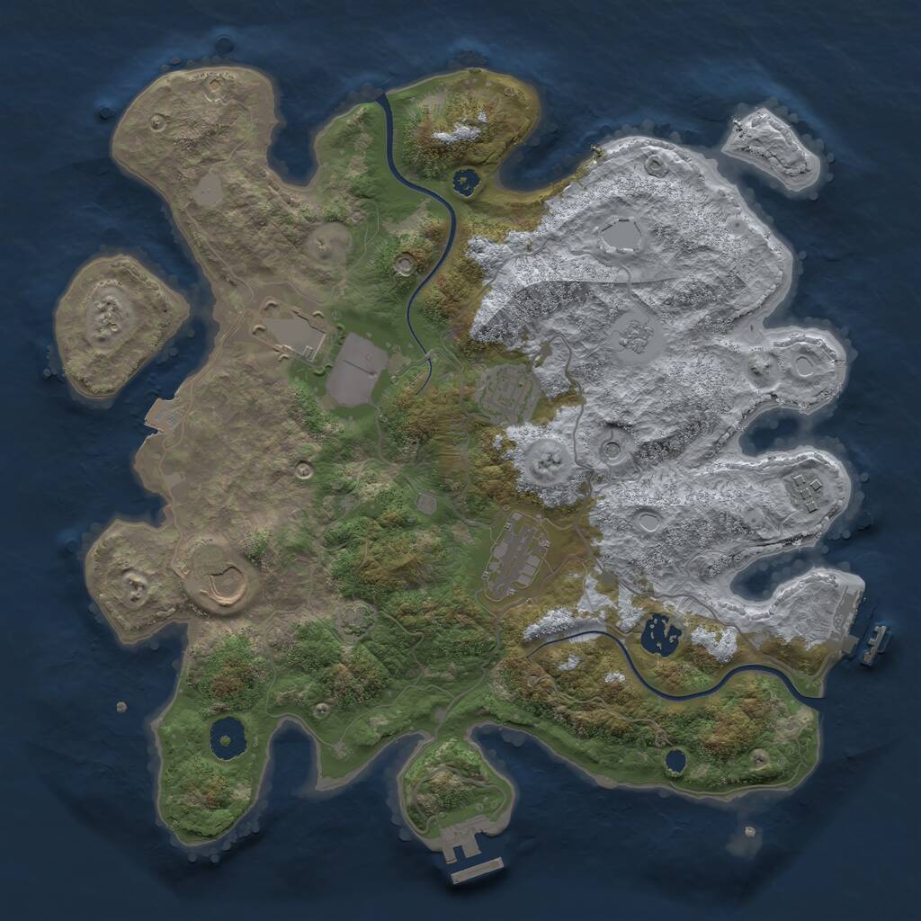 Rust Map: Procedural Map, Size: 3500, Seed: 925729, 12 Monuments