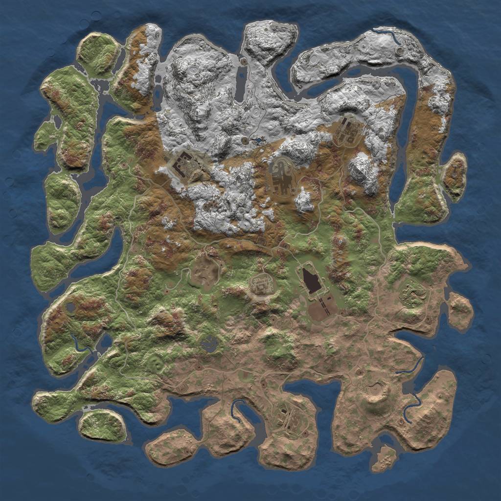 Rust Map: Procedural Map, Size: 4500, Seed: 459530, 14 Monuments