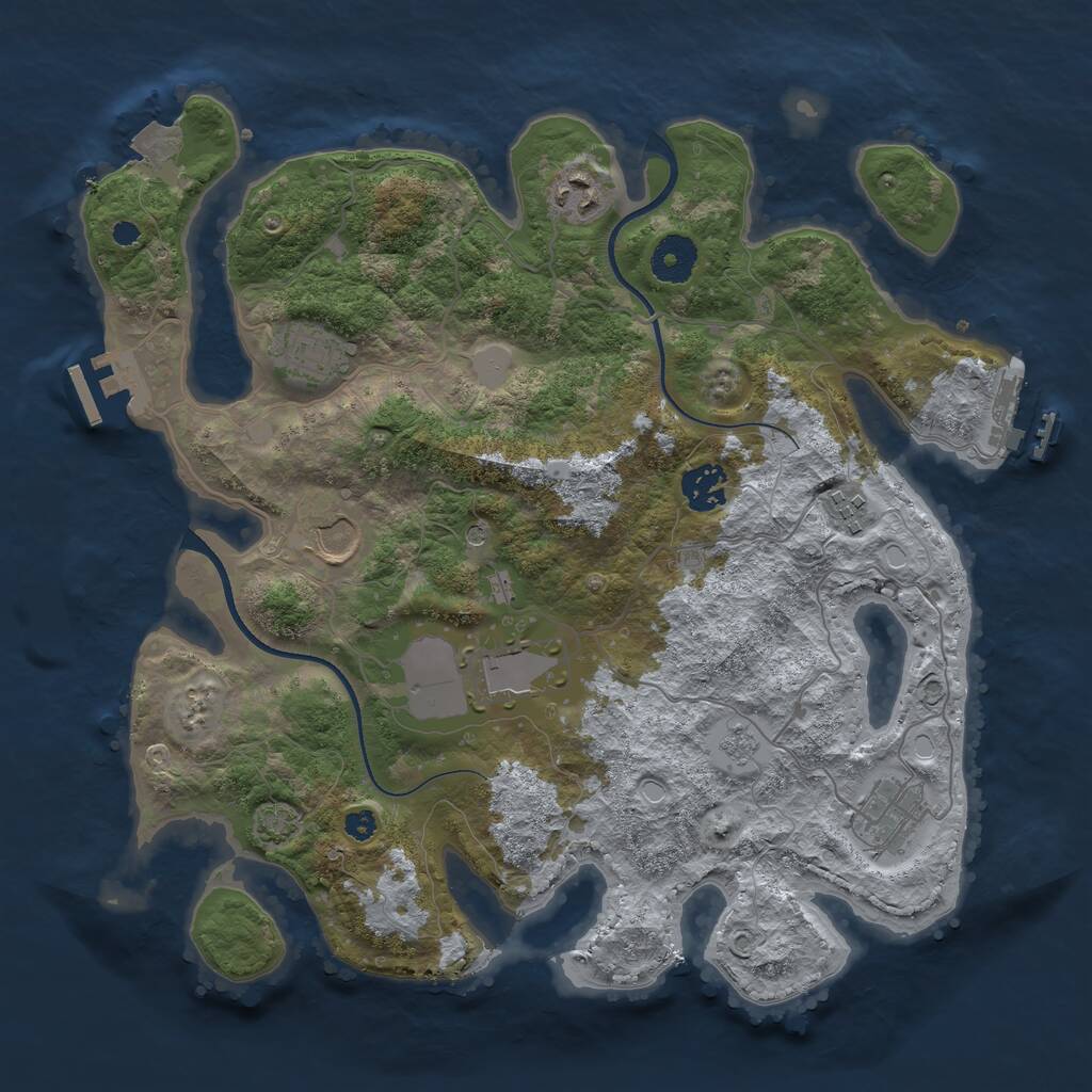 Rust Map: Procedural Map, Size: 3500, Seed: 727917, 13 Monuments