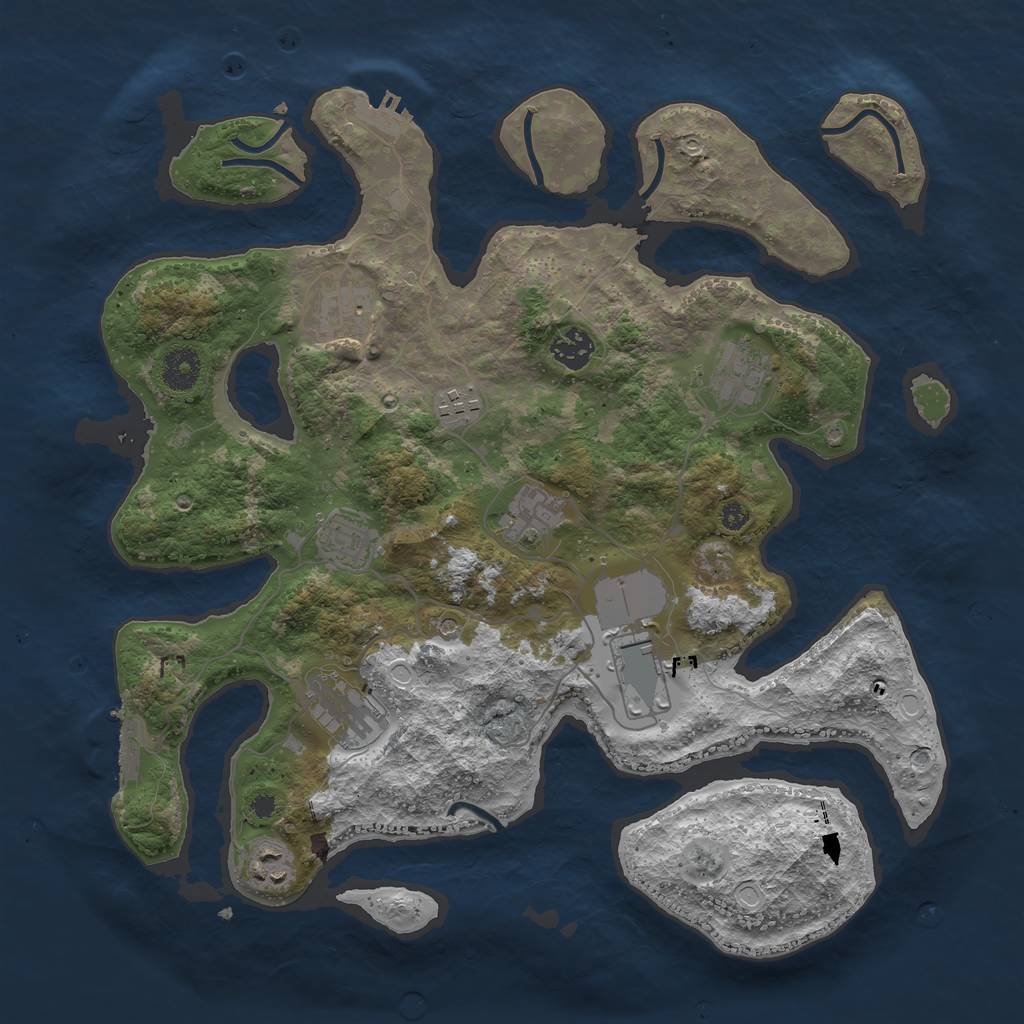 Rust Map: Procedural Map, Size: 3750, Seed: 46447, 17 Monuments