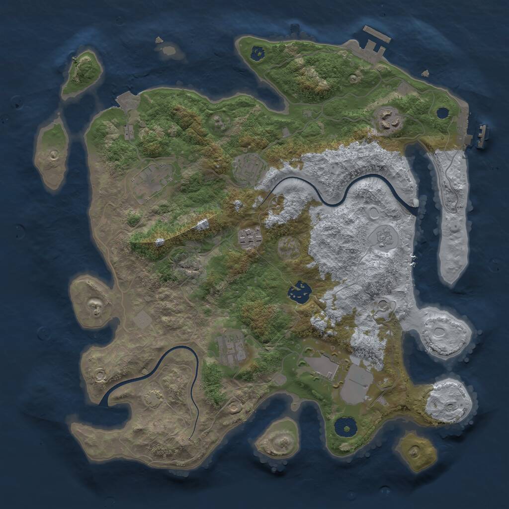 Rust Map: Procedural Map, Size: 3500, Seed: 8646, 13 Monuments