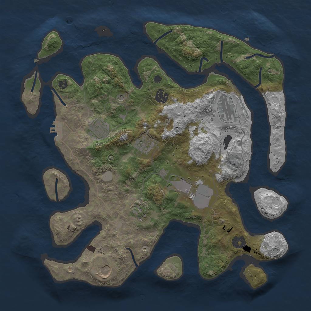 Rust Map: Procedural Map, Size: 3500, Seed: 8646, 14 Monuments