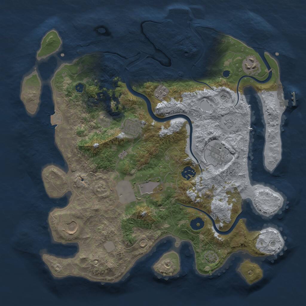 Rust Map: Procedural Map, Size: 3500, Seed: 8646, 13 Monuments