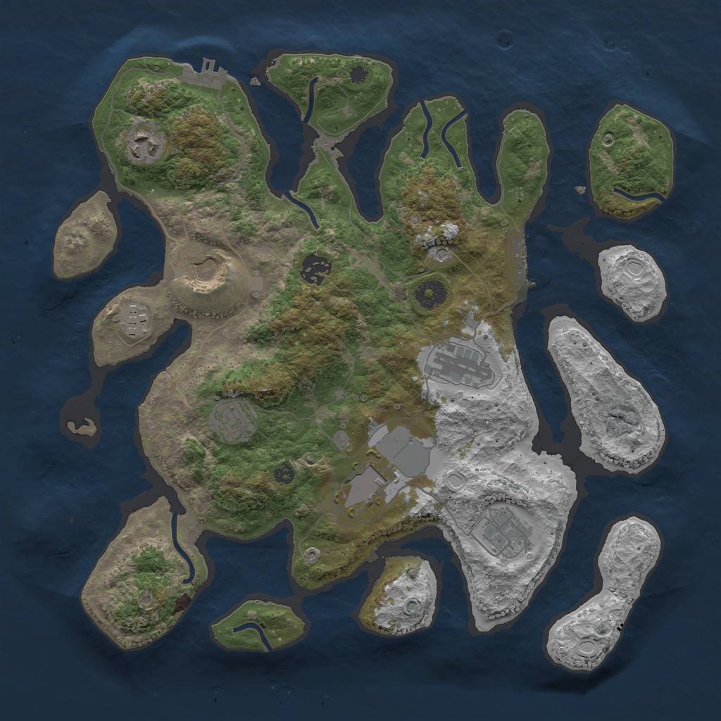 Rust Map: Procedural Map, Size: 3600, Seed: 23, 16 Monuments