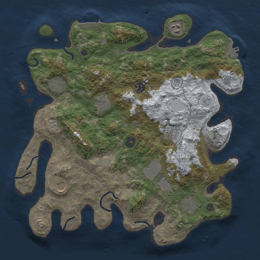 Rust Map: Procedural Map, Size: 3600, Seed: 312321412, 18 Monuments