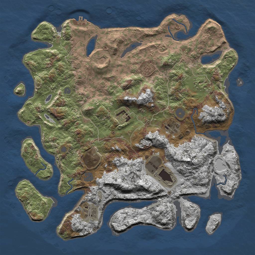 Rust Map: Procedural Map, Size: 4000, Seed: 10757, 14 Monuments