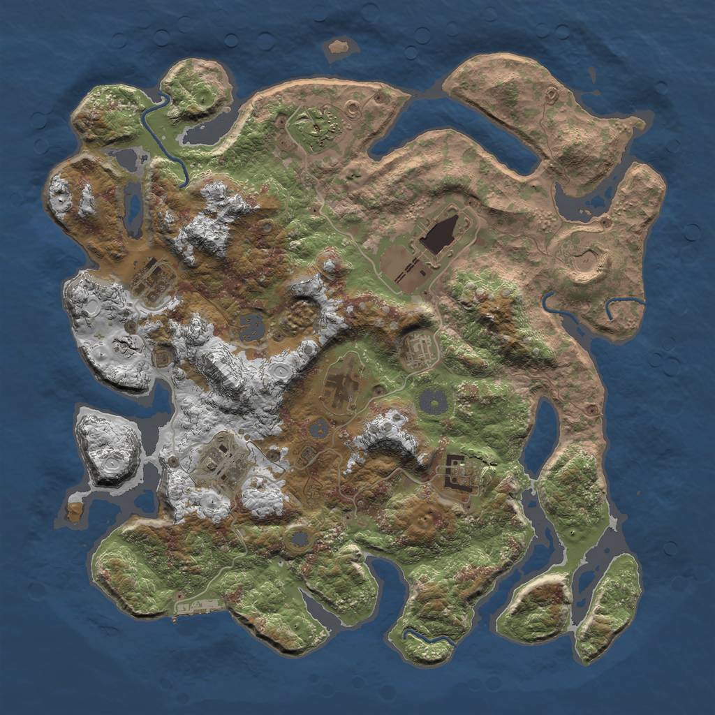 Rust Map: Procedural Map, Size: 3800, Seed: 2019097446, 14 Monuments