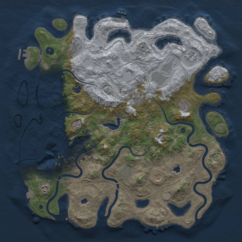 Rust Map: Procedural Map, Size: 4500, Seed: 133004, 16 Monuments