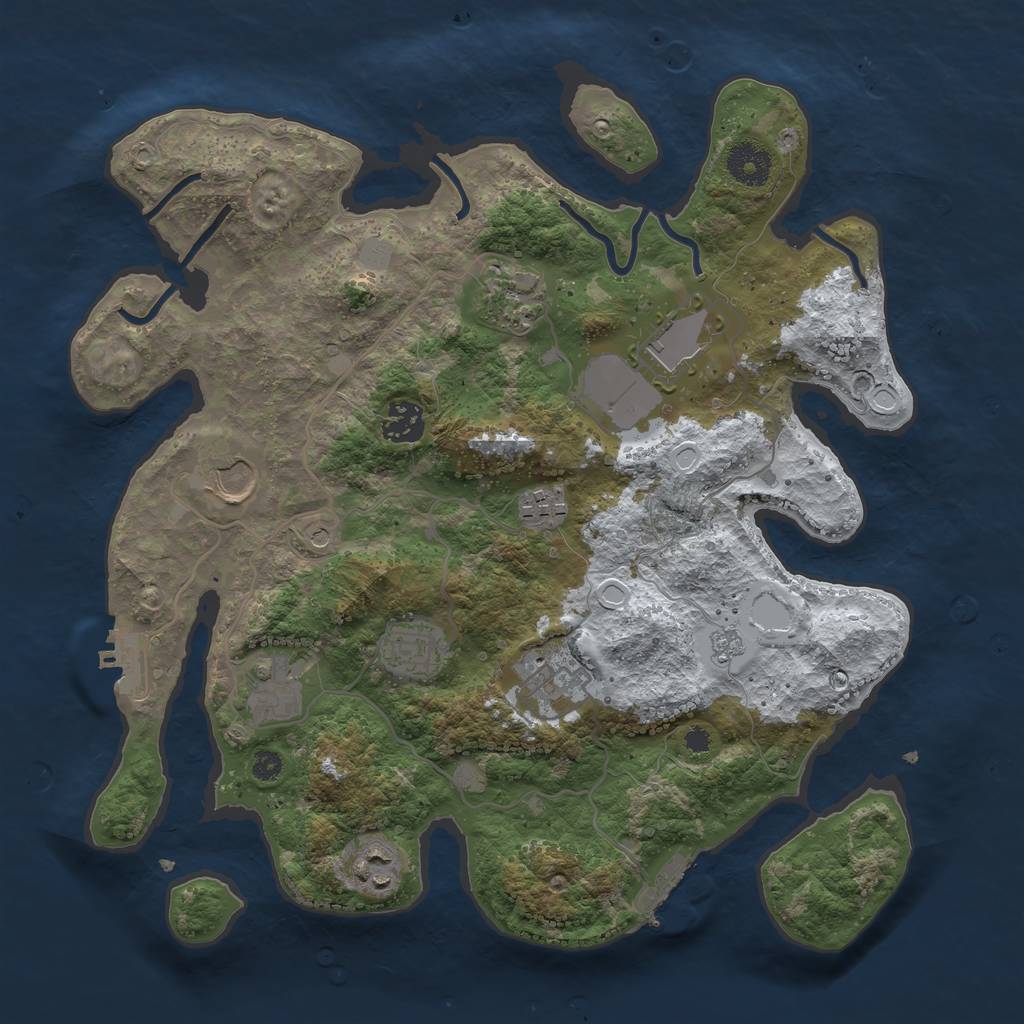 Rust Map: Procedural Map, Size: 3500, Seed: 191, 18 Monuments