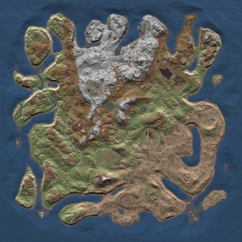 Rust Map: Procedural Map, Size: 4000, Seed: 265897, 13 Monuments