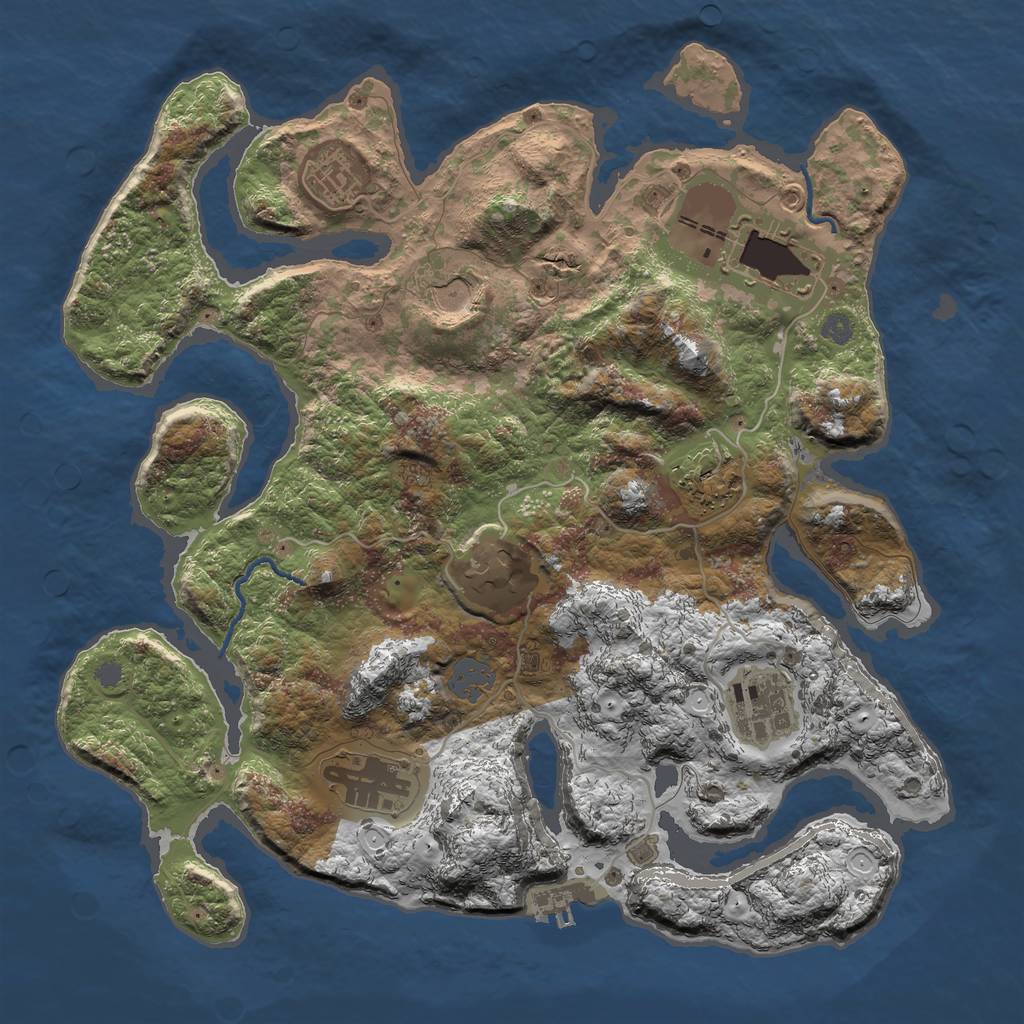 Rust Map: Procedural Map, Size: 3500, Seed: 484490, 13 Monuments