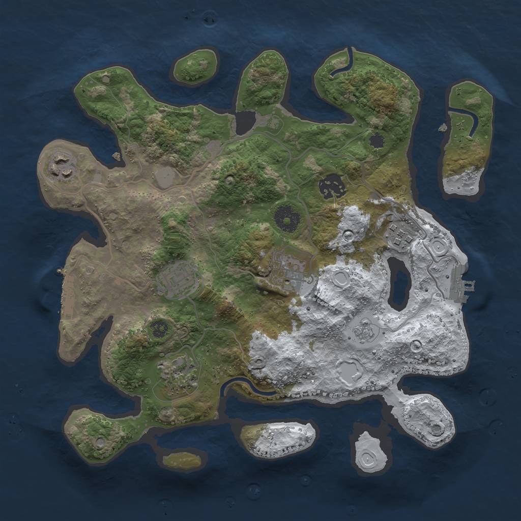 Rust Map: Procedural Map, Size: 3000, Seed: 97555, 14 Monuments