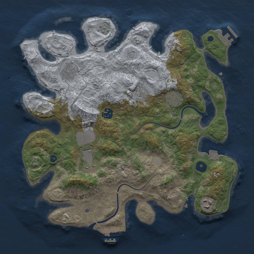 Rust Map: Procedural Map, Size: 3500, Seed: 342755, 13 Monuments