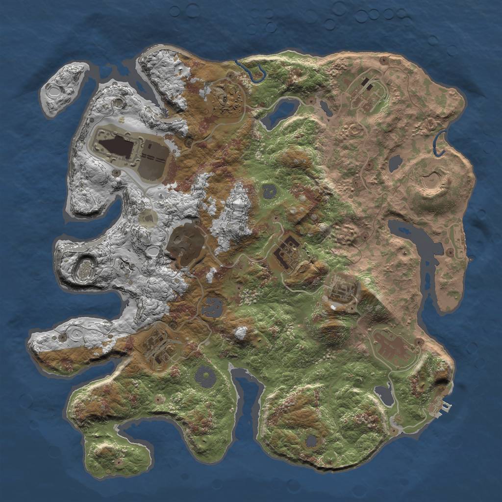 Rust Map: Procedural Map, Size: 3500, Seed: 923807999, 16 Monuments