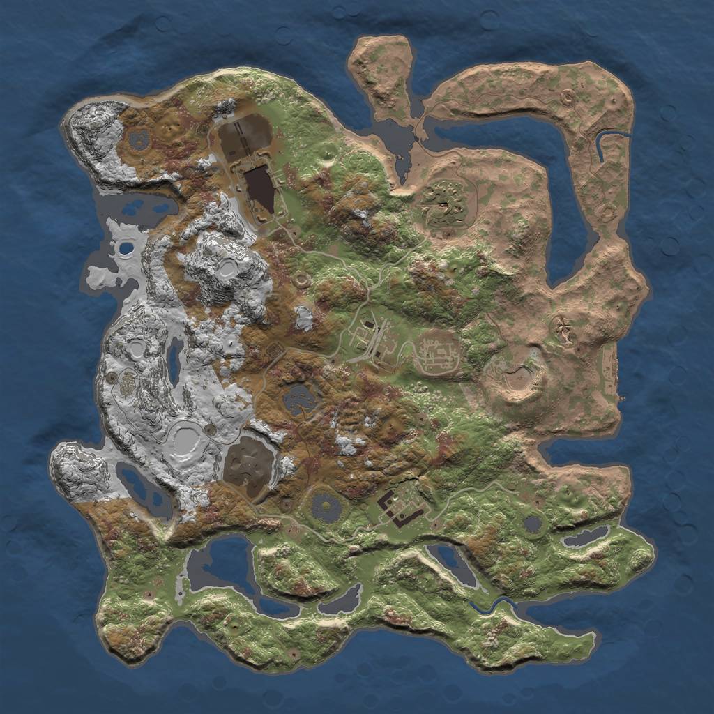 Rust Map: Procedural Map, Size: 3500, Seed: 1895172400, 13 Monuments