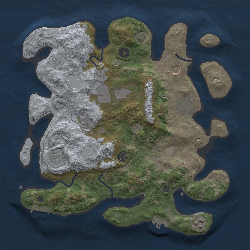 Rust Map: Procedural Map, Size: 3500, Seed: 445884, 15 Monuments