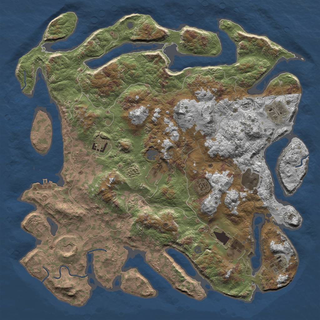 Rust Map: Procedural Map, Size: 4500, Seed: 695493661, 14 Monuments