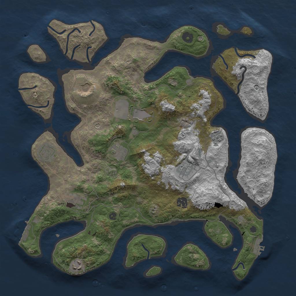 Rust Map: Procedural Map, Size: 4000, Seed: 1975, 20 Monuments