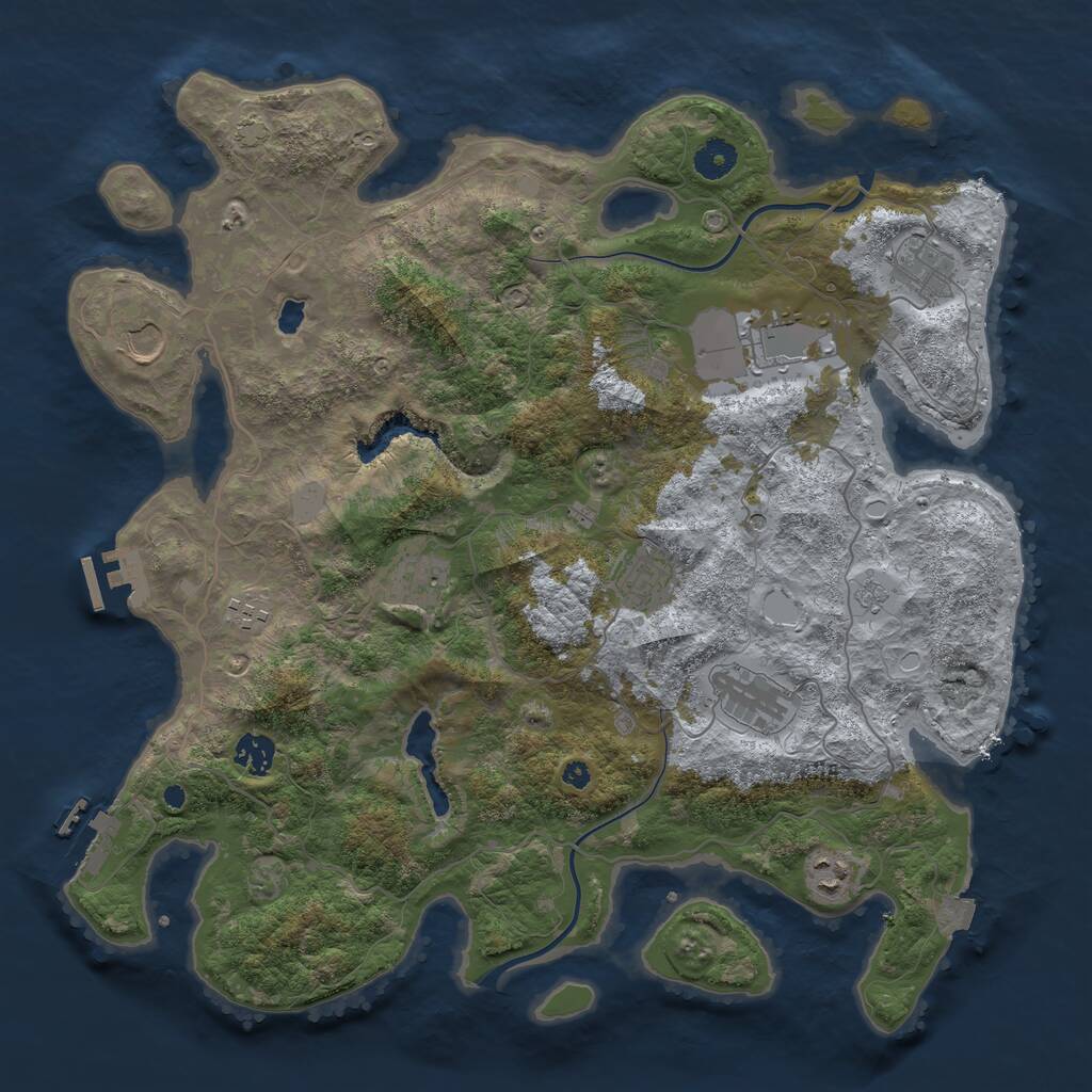 Rust Map: Procedural Map, Size: 4000, Seed: 1975, 15 Monuments