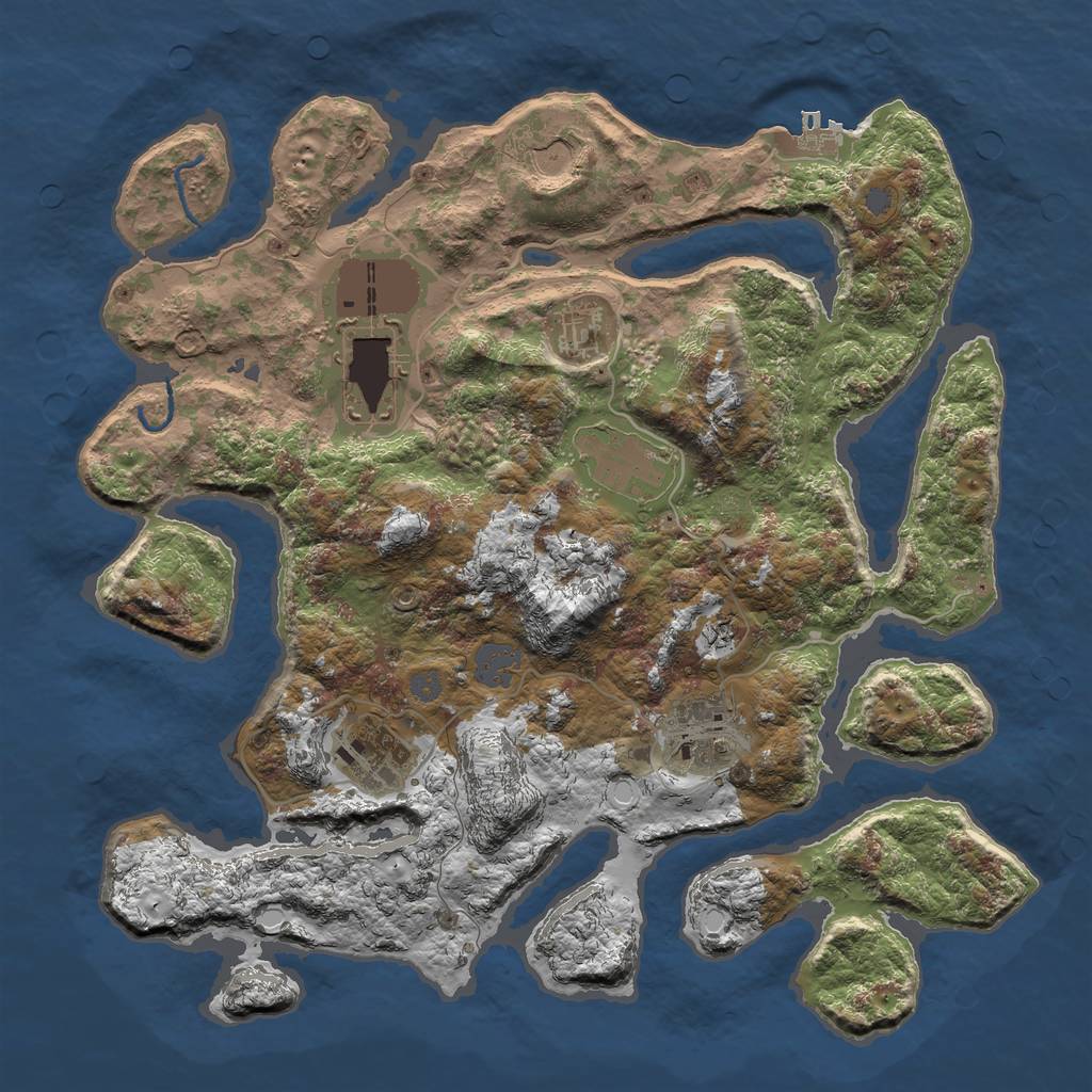 Rust Map: Procedural Map, Size: 3500, Seed: 492693, 12 Monuments