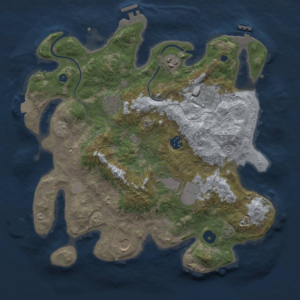 Rust Map: Procedural Map, Size: 3550, Seed: 41416118, 13 Monuments