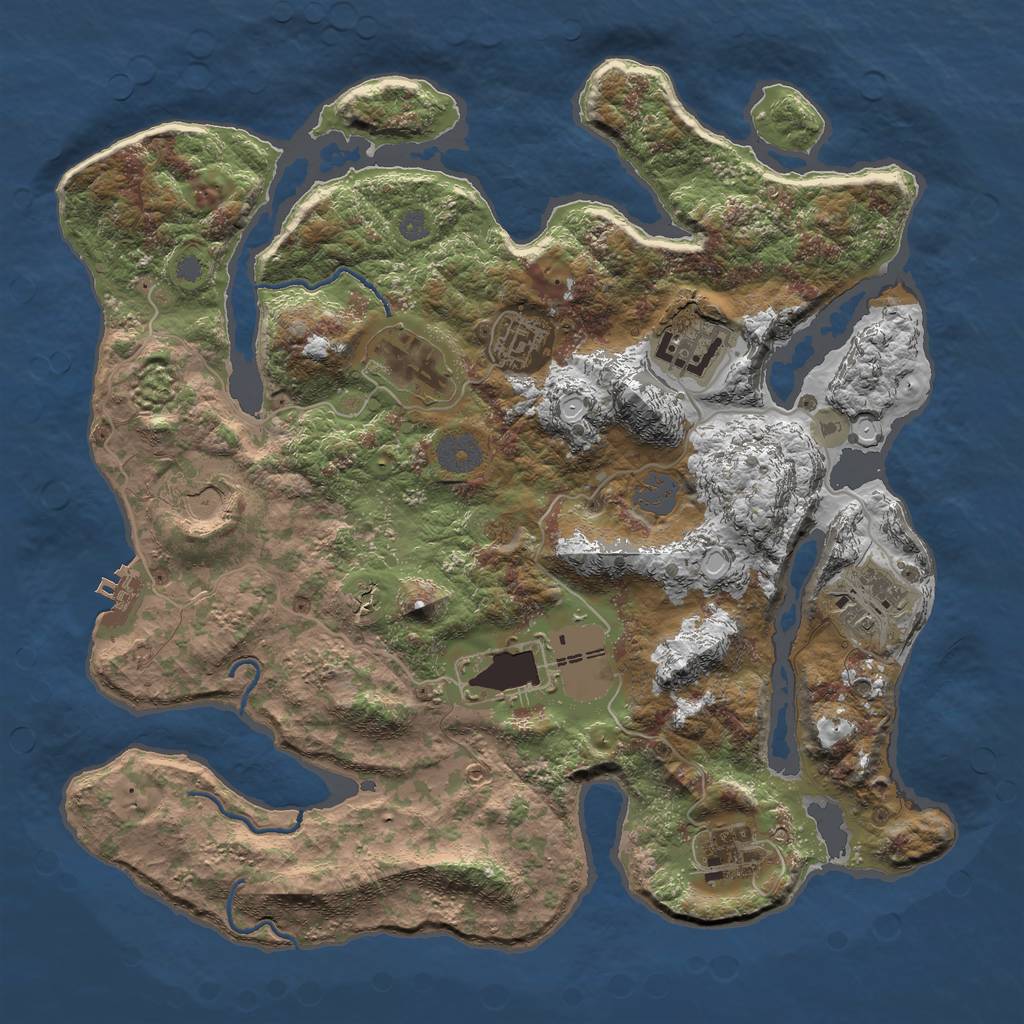 Rust Map: Procedural Map, Size: 3550, Seed: 41416118, 13 Monuments