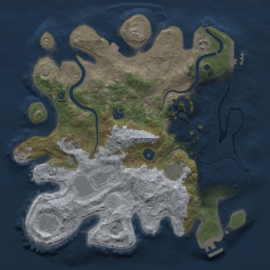 Rust Map: Procedural Map, Size: 3500, Seed: 689060, 14 Monuments