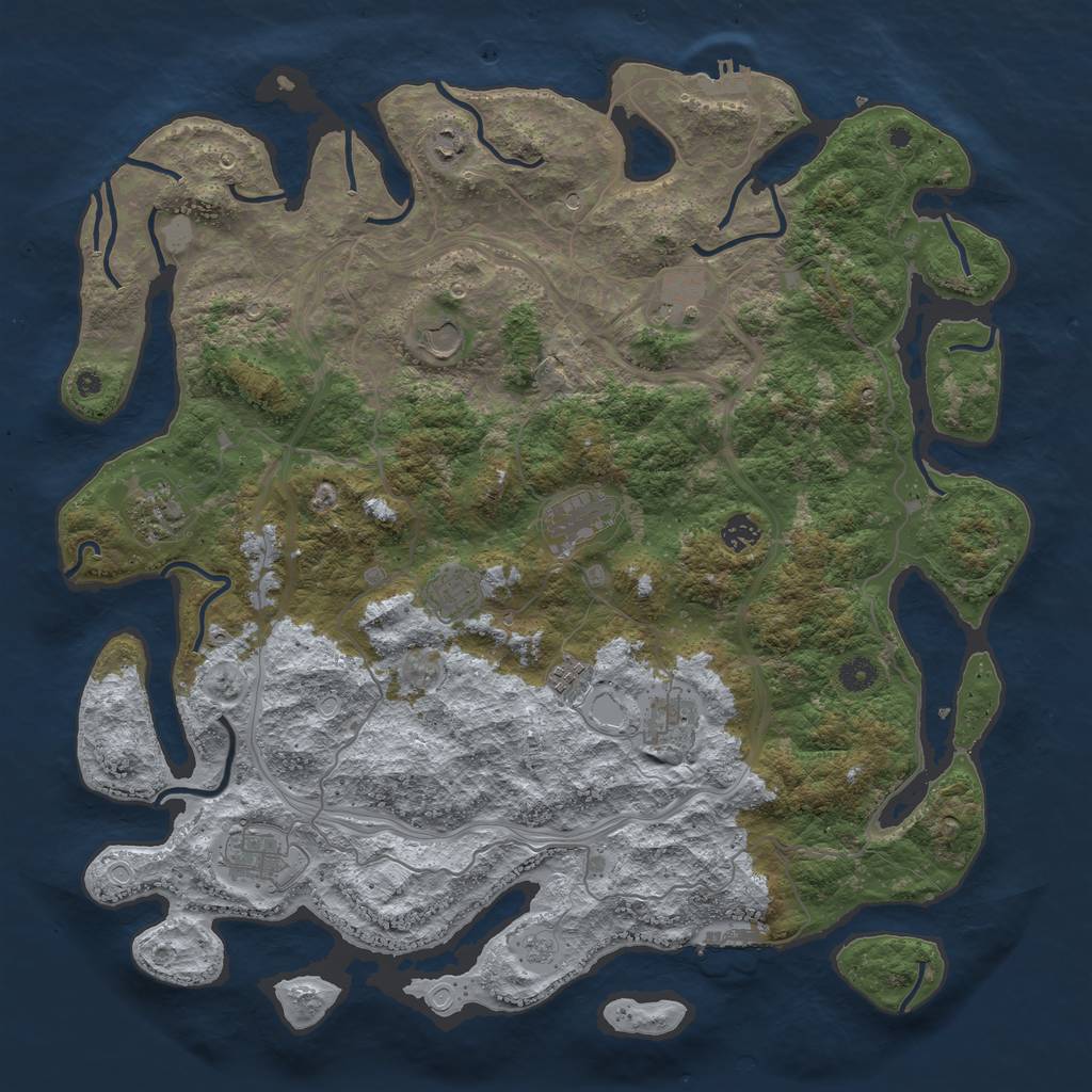 Rust Map: Procedural Map, Size: 4500, Seed: 674830, 17 Monuments