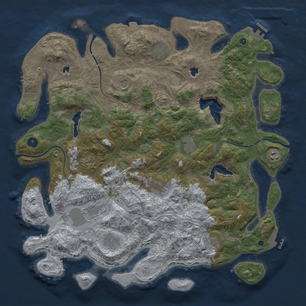 Rust Map: Procedural Map, Size: 4500, Seed: 674830, 16 Monuments