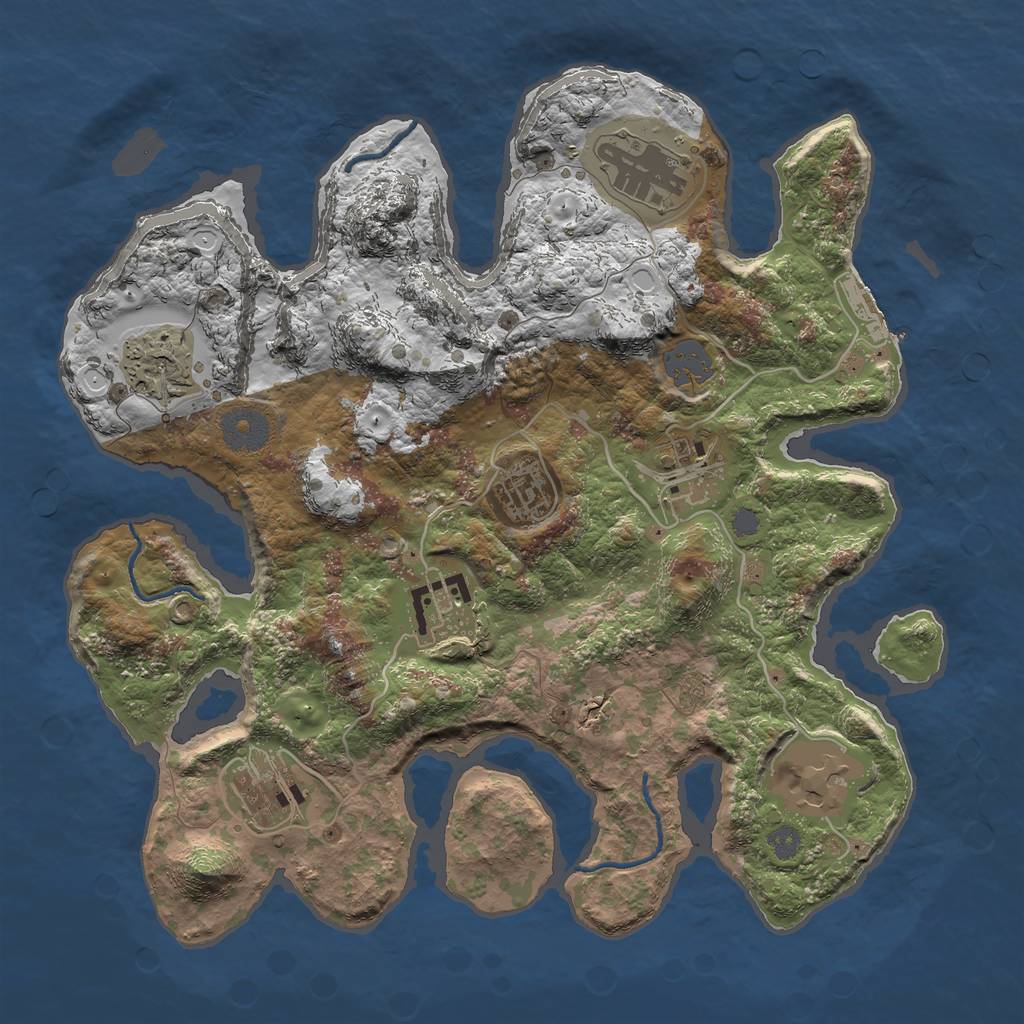 Rust Map: Procedural Map, Size: 3250, Seed: 69942342, 13 Monuments