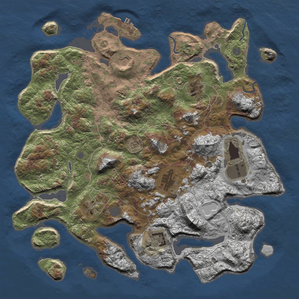 Rust Map: Procedural Map, Size: 4000, Seed: 502167110, 13 Monuments